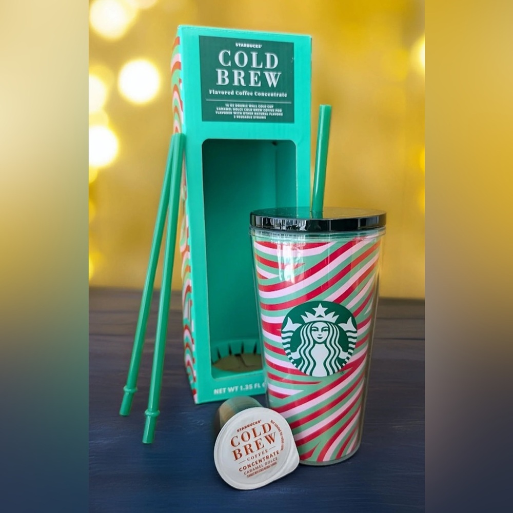 Starbucks Limited Edition 16oz Double Wall Tumbler Holiday Cheerful Stripes